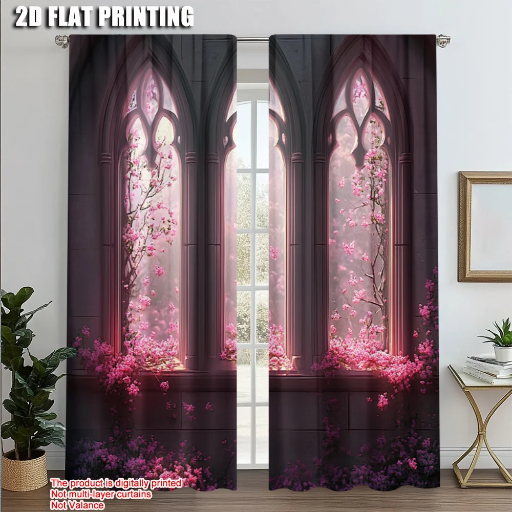 

2pcs, Curtains&Drapes 2D print Gothic Fantasy Garden Versatile Fabric (without rod) Decorations For Home Use for Various Rooms,
