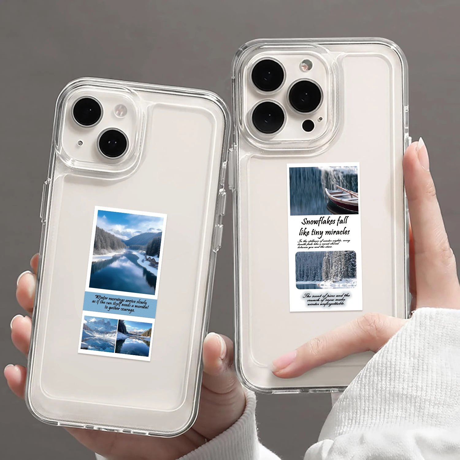 50개 겨울 테마 씰링 스티커, 힐링 두들 장식 스티커, 노트북, 휴대폰, 여행 가방에 적합