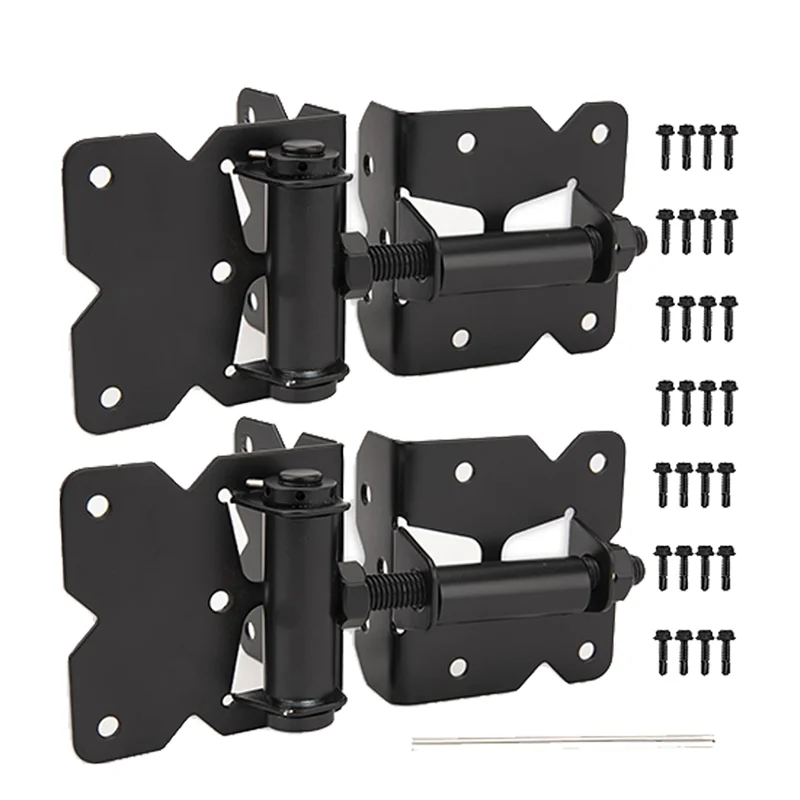 

A93Z 2 Pack Self Locking Gate Latch Hinges Set Heavy Duty Hardware Hinges For Vinyl And Wood Fence With Installation Screws