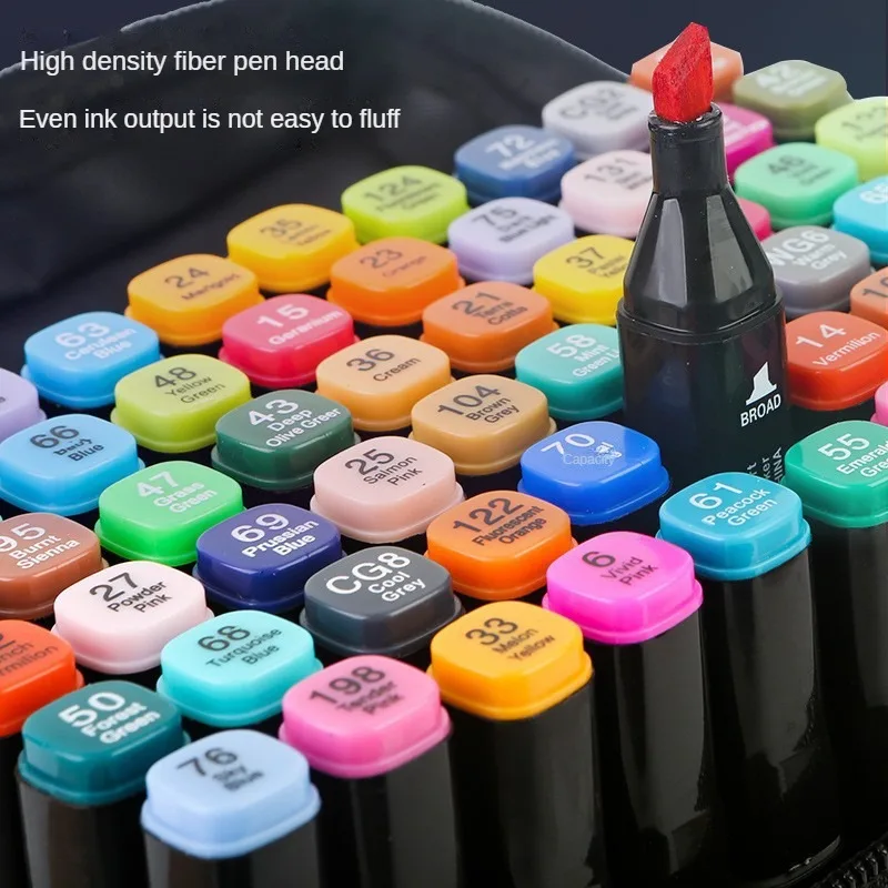 12-80 Colors Oily Art Marker Pen Set for Draw Double Headed Sketching Oily Tip Based Markers Graffiti Manga School Art Supplies