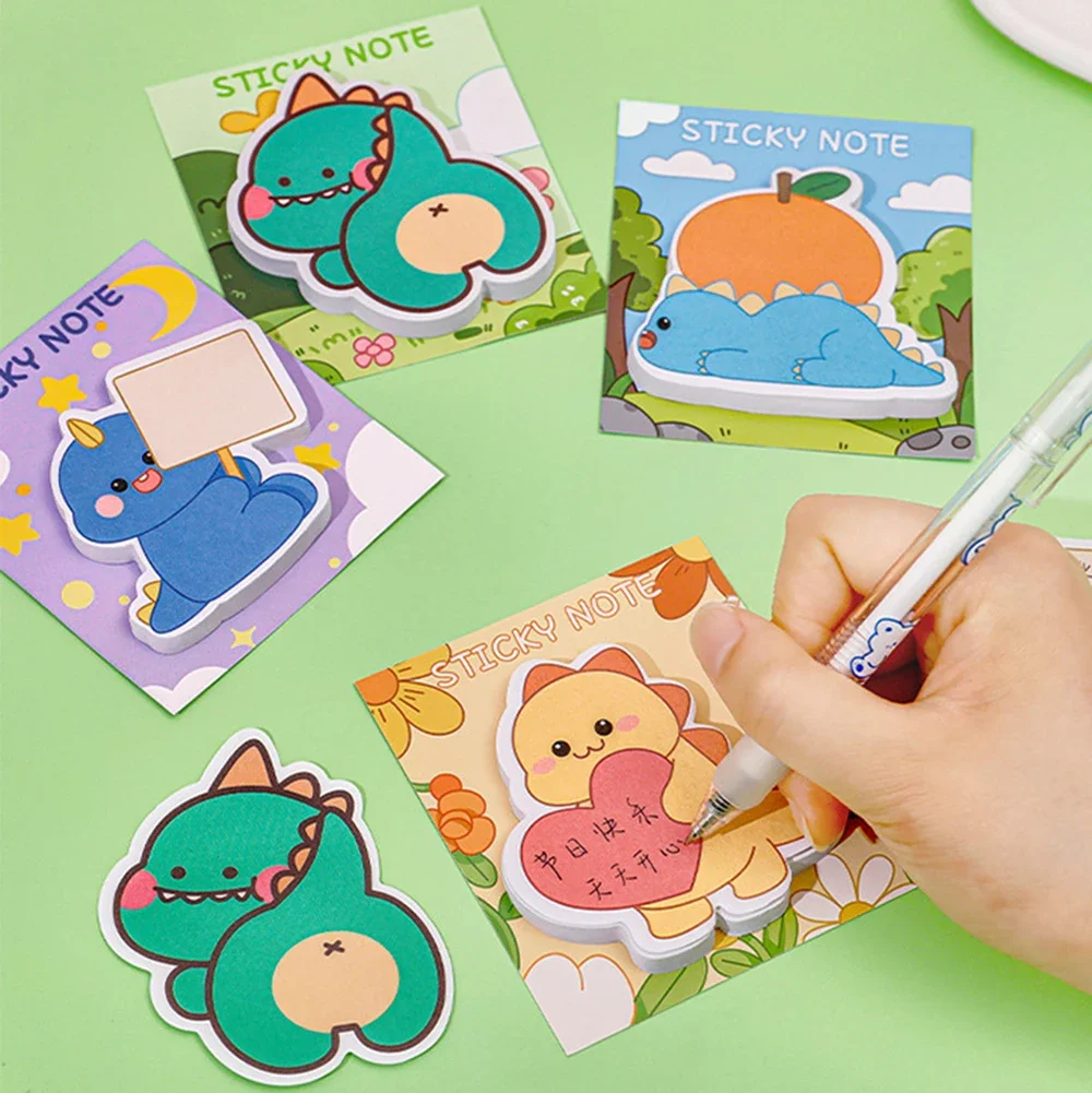 30 Sheets Cartoon Dinosaur Sticky Notes Memo Notepad Handbook Decorative Note Pad Stationery