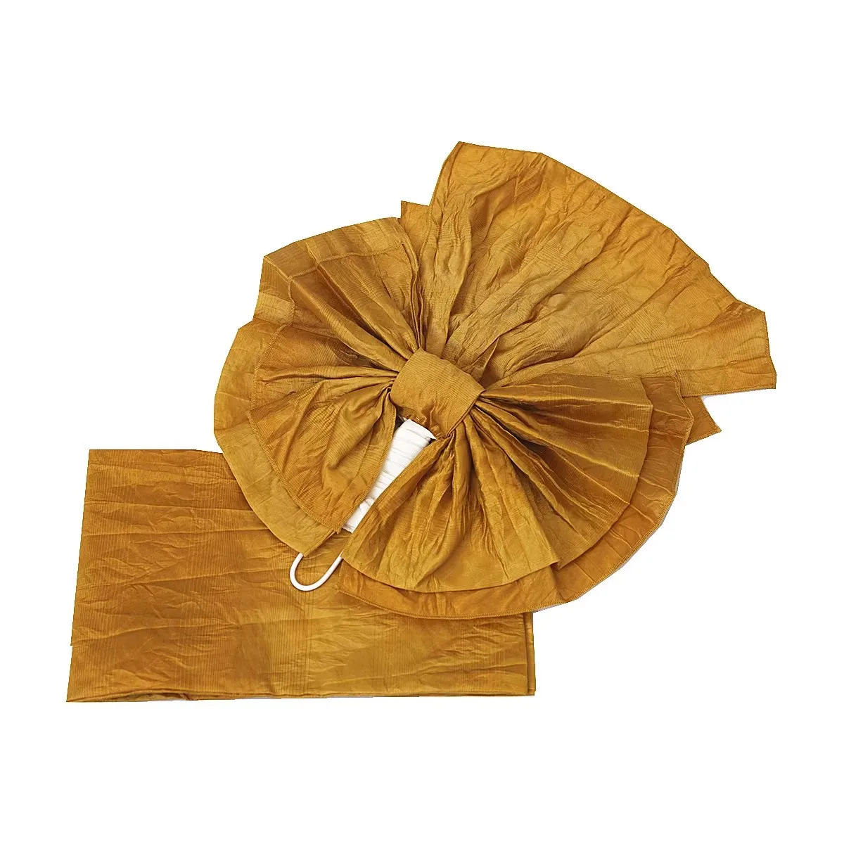 Pre-Tied Heko Obi Belt - Pleated Yukata Sash with Floral Knot, Easy-Wear Japanese Waistband in Luxury Jacquard