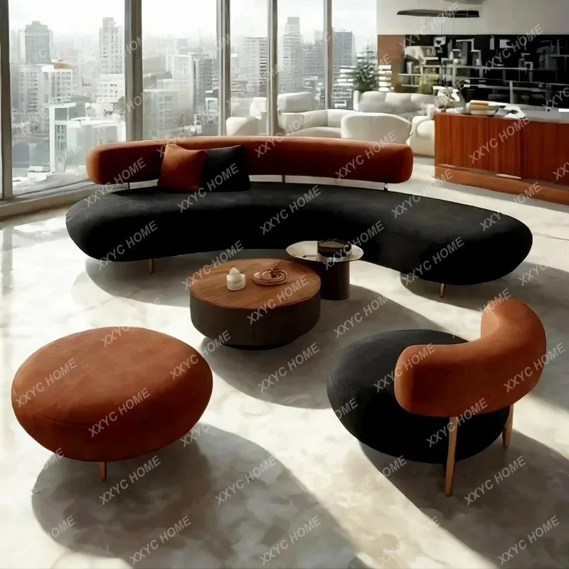 XXRound Curved Living Room Sofas Pouf Armchair Couch Lazy Office Living Room Sofas Recliner Sectional  Library Furniture