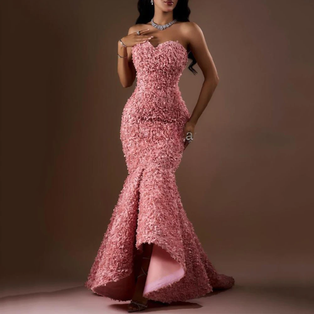 

Chic Autumn Evening Dress Sweetheart Sleeveless Mermaid Floor Length Flower Lace Ladies Customized Wedding Party Backless Gown