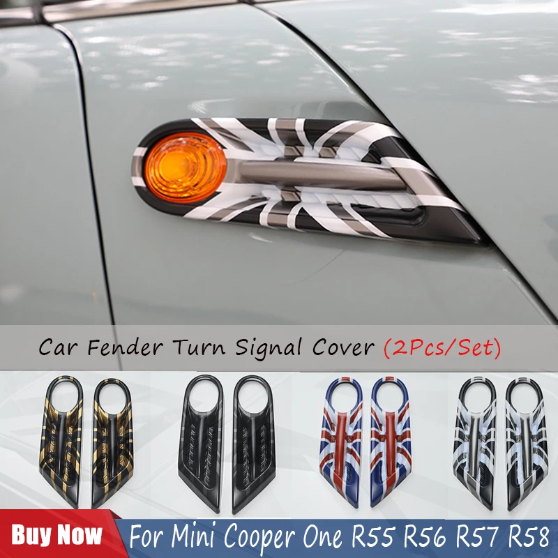 

For MINI Cooper D One R56 Clubman R55 Convertible R57 R58 Grey Jack Car Fender Turn Signal Light Cover Exterior Accessories