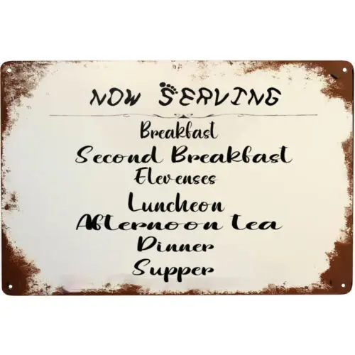 Vintage Style Funny Tin Sign Second Breakfast Kitchen Sign Gift for kitchen 8X12