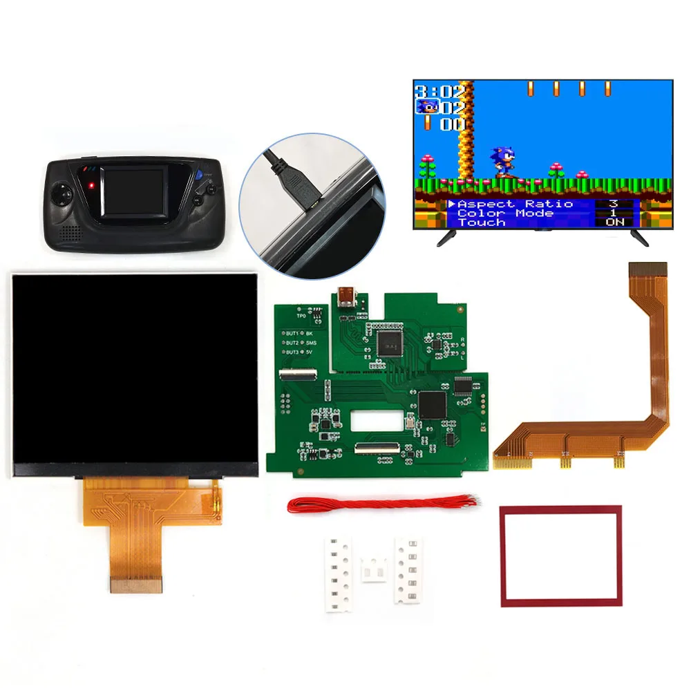 2023 Hight Light 3.5" 640x480 Retro Pixel HD IPS LCD Kit For SEGA Game Gear For SEGA GG With 720P HDMI-Compatible Output