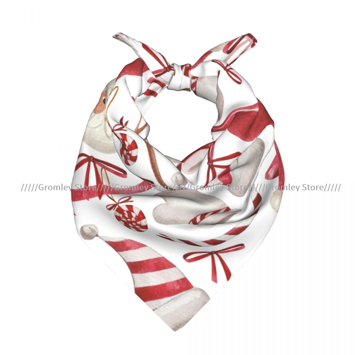 

Christmas Watercolor Santa Claus Candies Ribbons Square Scarf Ladies Casual Head Neck Wrap