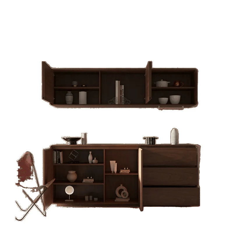 

Modern simple living room, dining side cabinet, Nordic minimalist integrated locker, entrance cabinet, walnu