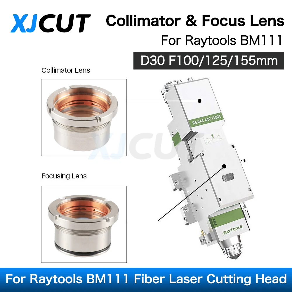 XJCUT Raytools BM111 Collimating&Focusing Lens D30 F100 F125mm with Lens Holder for Raytools Laser Cutting Head BM111 0-3KW