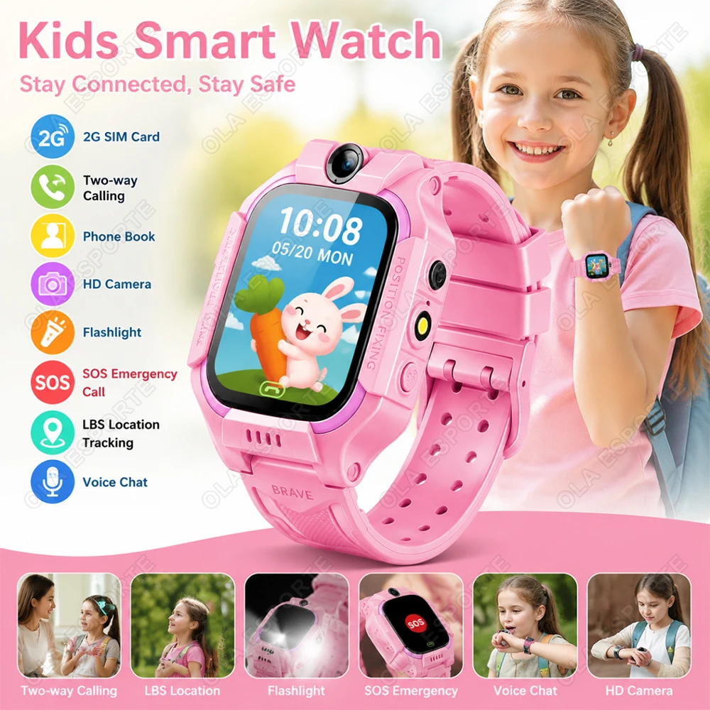 Children's Smartwatch SIM Card Two-way Call SOS LBS Location Tracking HD Camera Kids's Smart Watch Gifts for Boys And Girls H10
