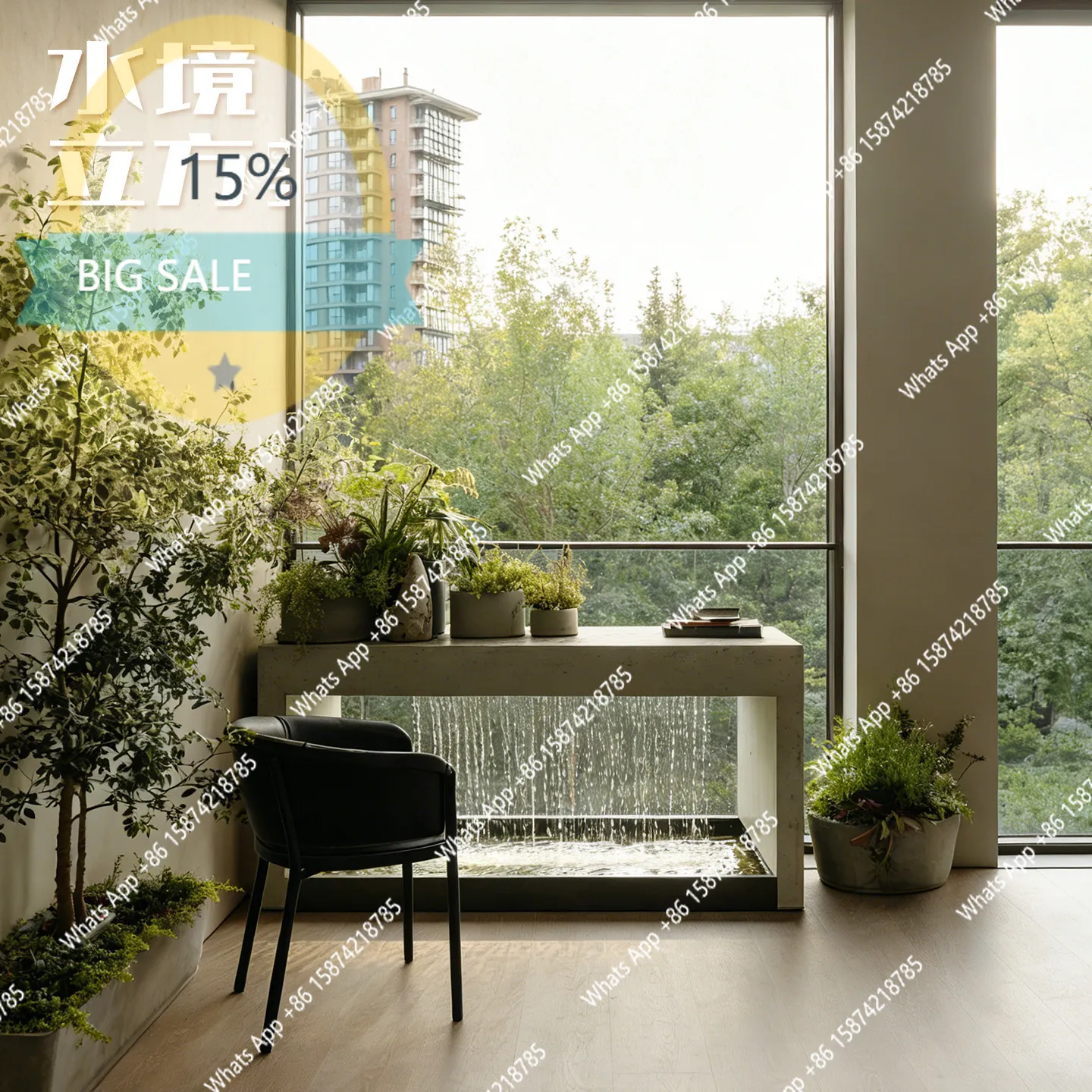 Jo Home Landscaping Floor-to-ceiling Self-circulating Water Tank Home Living Room Office Decorative Water Feature Ornament