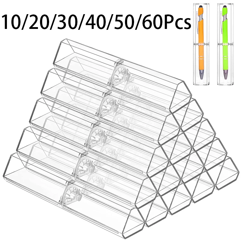 

10-60 шт. треугольные подарочные коробки для ручек, акриловые футляры для ручек, пластиковый пенал, прозрачный контейнер для ручек, студенческие школьные канцелярские товары