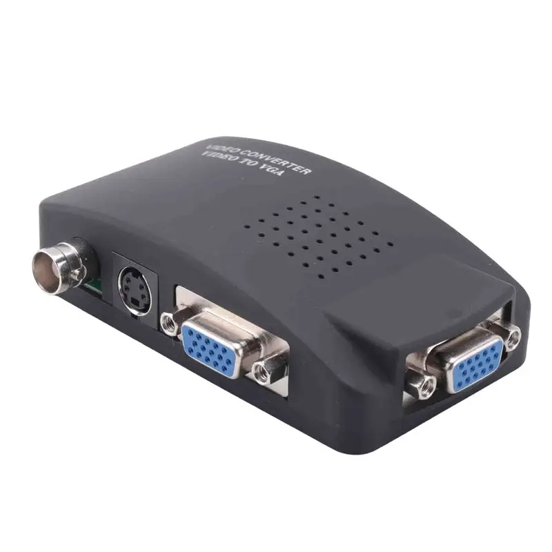 A41Z-Svideo AV To VGA Converter Adapter Composite RCA AV CVBS In VGA Out 1080P For TV To PC Monitor HDTV
