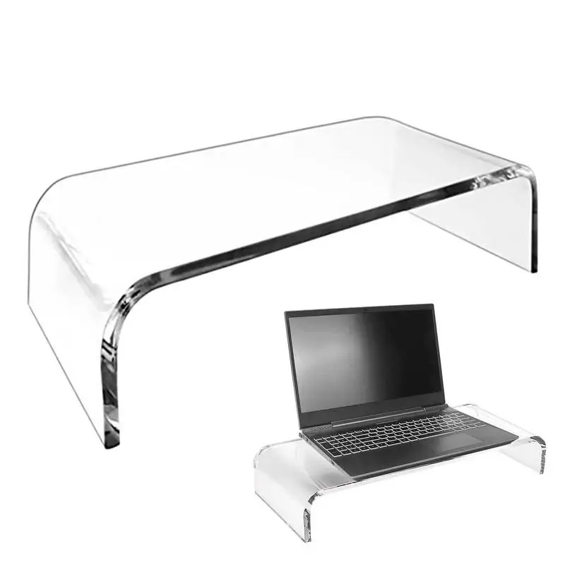 clear acrilico laptop stand mesa riser economizar espaco armazenamento suprimentos de mesa monitor de computador 01