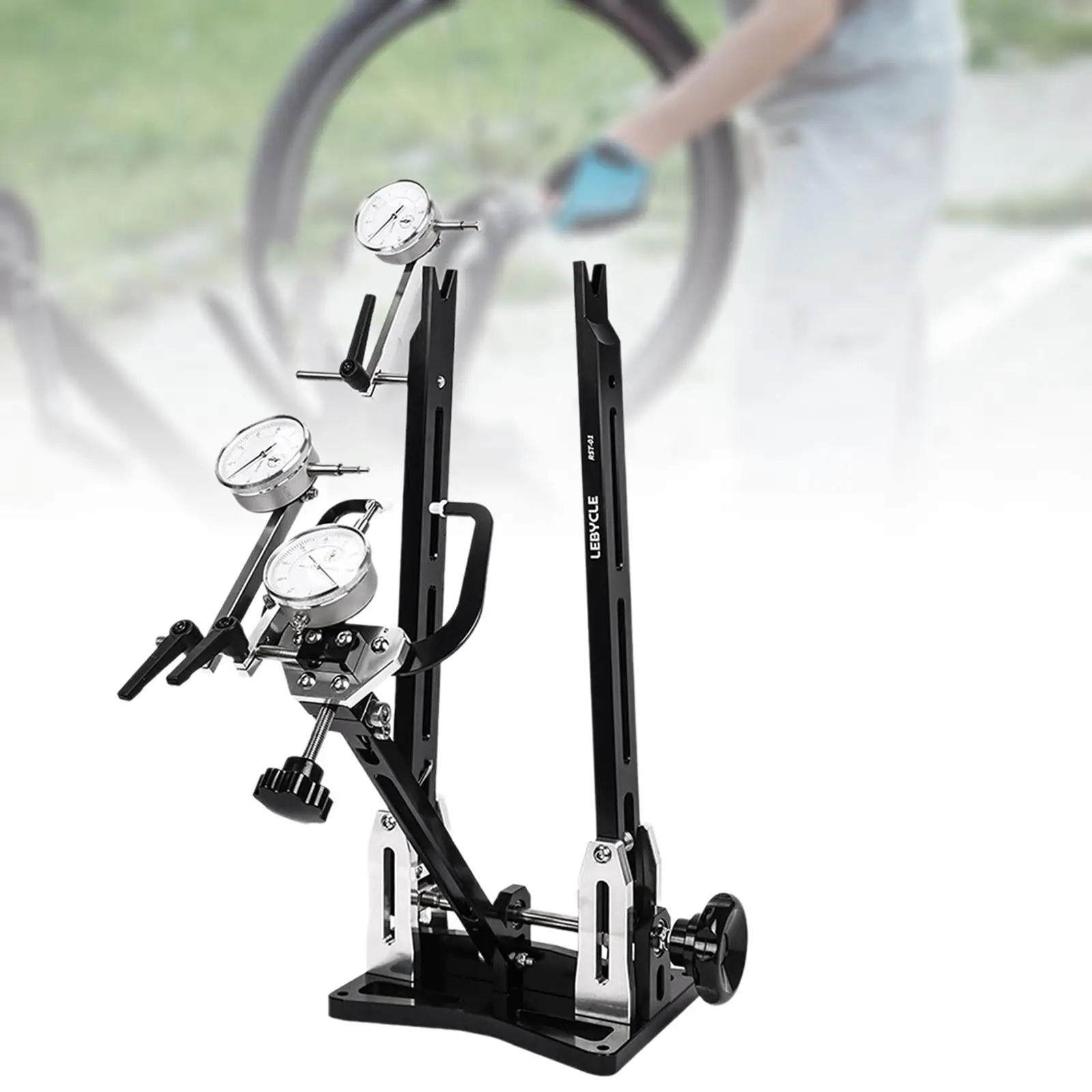 

Wheel Truing Stand with Dial Indicator Gauges Bicycle Maintenance Workstand