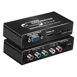 Konwerter komponentów 1080P HDMI na RGB Ypbpr Adapter konwertera wideo HDMI na VGA YPbPr 5RCA z optycznym dźwiękiem Toslink SPDIF R/L Audio