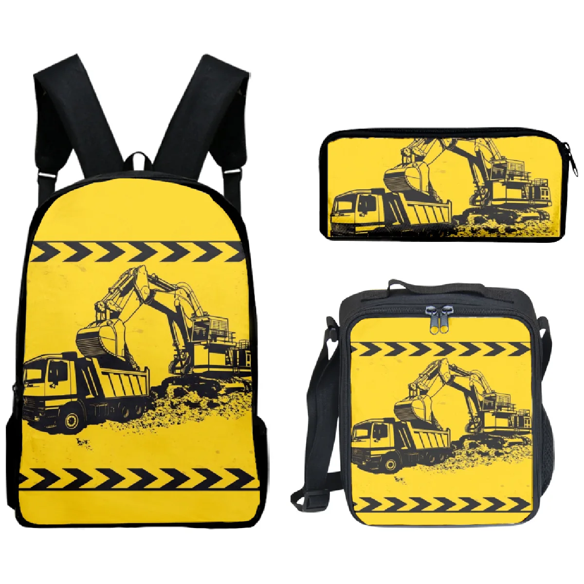 Cartoon Novelty Peculiar Cool Tractor pattern 3D Print 3pcs/Set pupil School Bags Laptop Daypack Backpack Lunch bag Pencil Case
