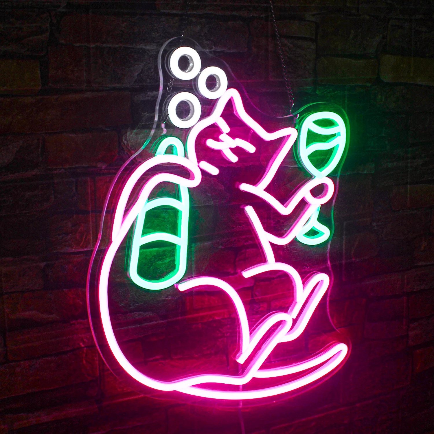 Cat Beer Neon Sign Funny Bar Neon Signs Wall Decor Dimming Led Sign Pink Animal Bar Signs Men Cave Home Cat Theme Party Decor