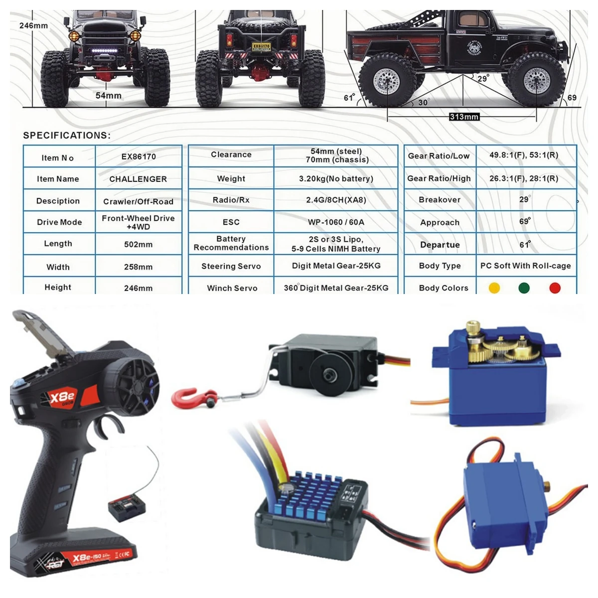 Original RGT Spare Parts P860096  P860120 P860121 For EX86170 1/10 RC Electric Remote Control Off-road Vehicles Cars