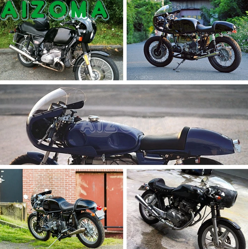 Retro 6-1/4 inch Headlight Cowl Cover Smoke Windshield Cafe Racer Half Fairing For Honda Suzuki Yamaha Kawasak Scrambler BMW R
