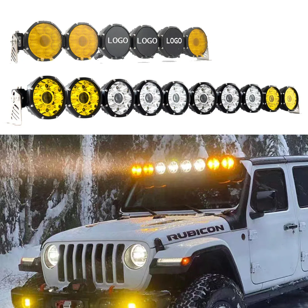 

52" UTV ATV Super Slim Round LED Light Bar Pods Waterproof 4X4 Off Road Spot Driving Lights Bar For Jeep Wrangler