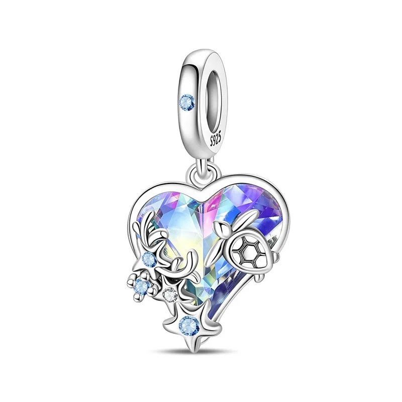 New 925 Sterling Silver Underwater Crystal Charms Beads CZ Zircon Dangle Fit Original Bracelet DIY Women Birthday Party Jewelry