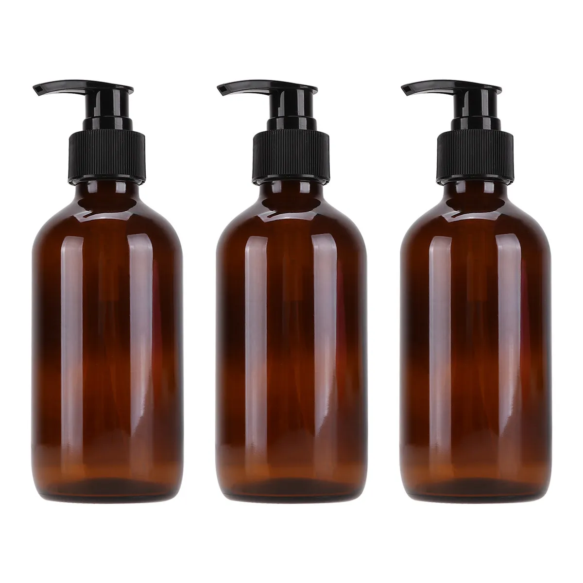 3Pcs Glass Cosmetics Bottle with PP Cap Empty Storage Bottles for Travel Home Use 250Ml Brown Simple Portable Wear Resistant