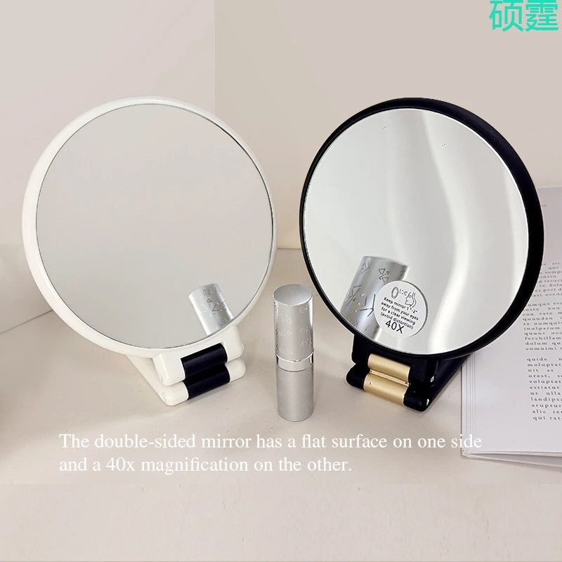 Doppelseitiger Hand-Make-up-Vergrößerungsspiegel, tragbar, zusammenklappbar, für Reisen, kompakt, für Frauen, Schminktisch, Bad, Geschenk für Weihnachten