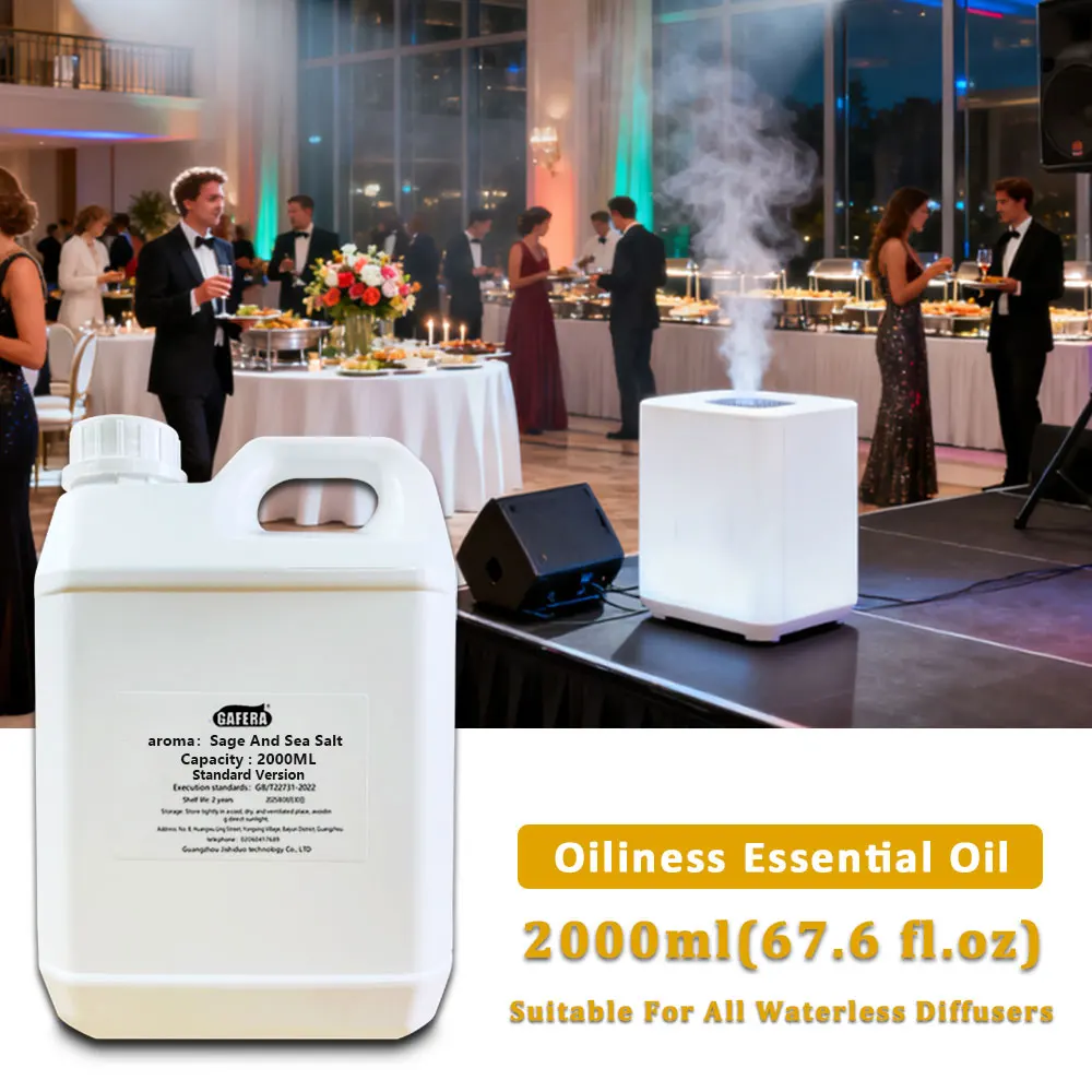 GAFERA 2000ml (67.6 fl.oz) Sage And Sea Salt Essential Oils - For Waterless Diffuser, Mall Diffuser Replenish Aromatherapy Oil