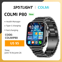 COLMI P80 Type-c Smartwatch Men Women Health Manager Bluetooth Call IP67 Waterproof Flashlight Smart Watch For Xiaomi iOS Phone