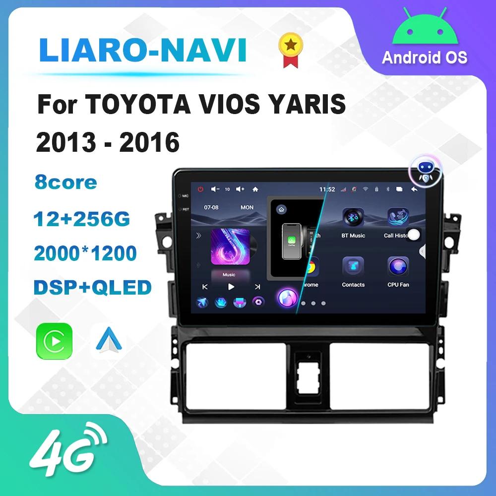

GPS Navigation Bluetooth 4G WiFi GPS Navigation Android Auto Car Video Multimedia Player for TOYOTA VIOS YARIS 2013 - 2016