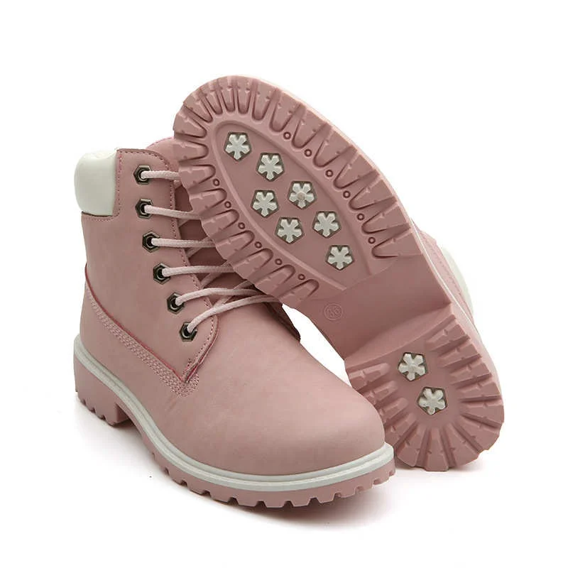 

Fashionable Winter Boots Women's Sneakers round PU Leather Low Top Ankle Boots Waterproof Rubber Sole round Toe Comfortable Fit