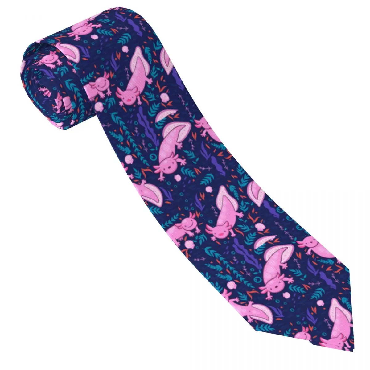 Custom Axolotl Neck Ties Men Printed Necktie Salamander Animal For Wedding Party Mens Silk Tie