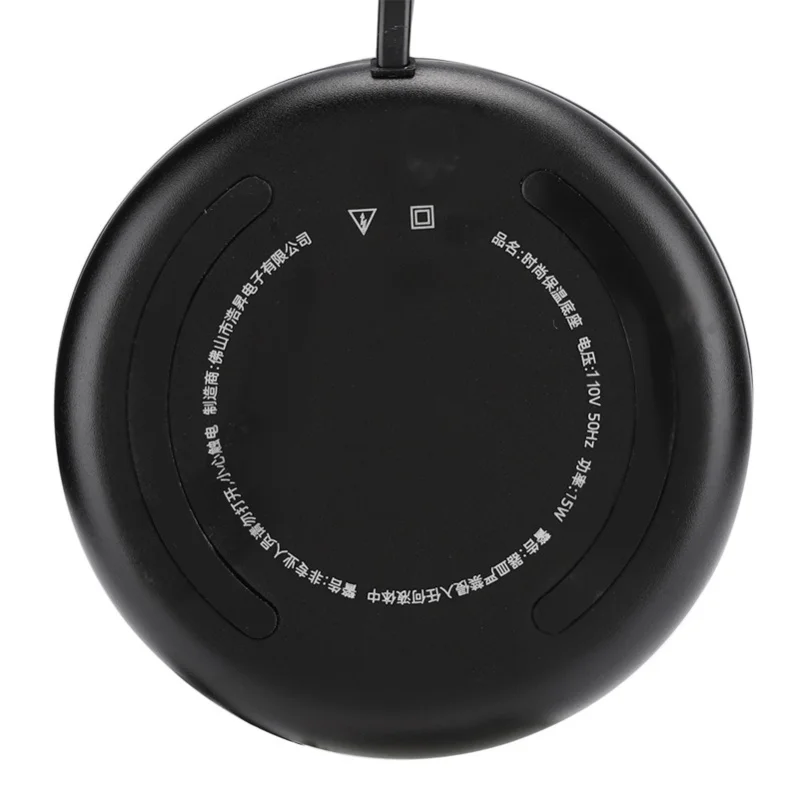 حصيرة كوب تسخين كهربائية مقاومة للماء تعمل باللمس، وسادة دافئة للقهوة والشاي والحليب باللون الأسود