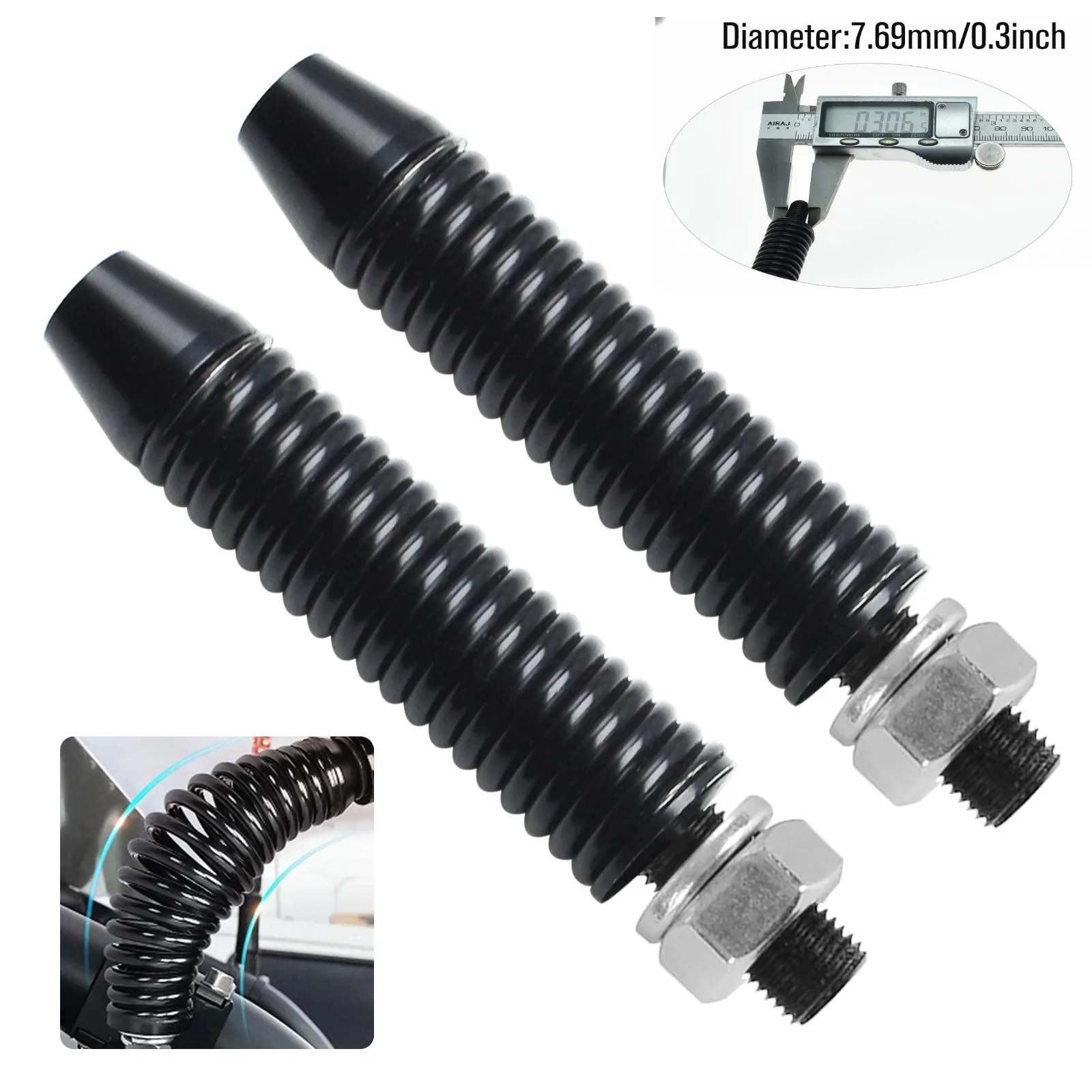 

2pcs UTV Whip Light Mounting Bracket, 120° Bendable Spring Mounting Base Fit for 0.23'' Round Whip Light/0.3-0.47 inch Mounting