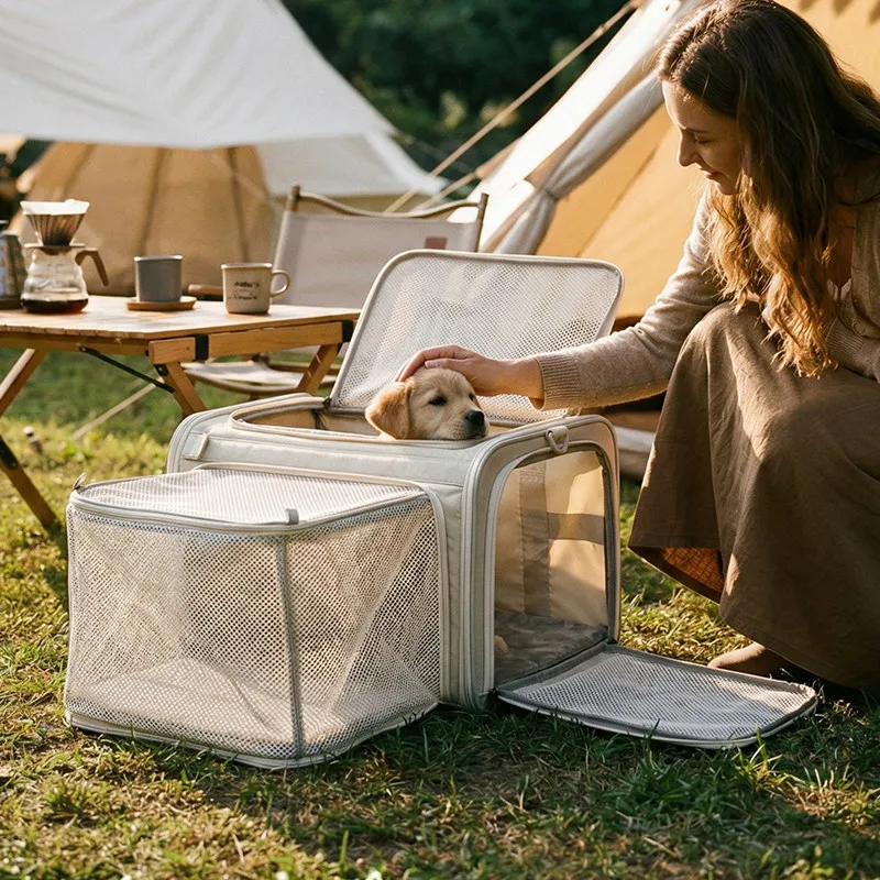 Portable Expandable Soft Pet Travel Bag Airline Cabin Approved Carrier for Small Breed Dogs Outdoor Flight Going Out