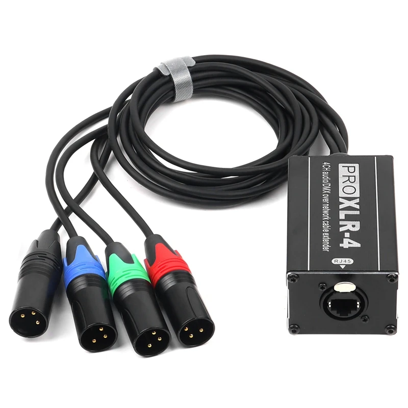 RJ45 To 4 Channel XLR Audio 3 Pin DMX Splitter For Snake Cable Network Extension For Stage Or Studio Recording