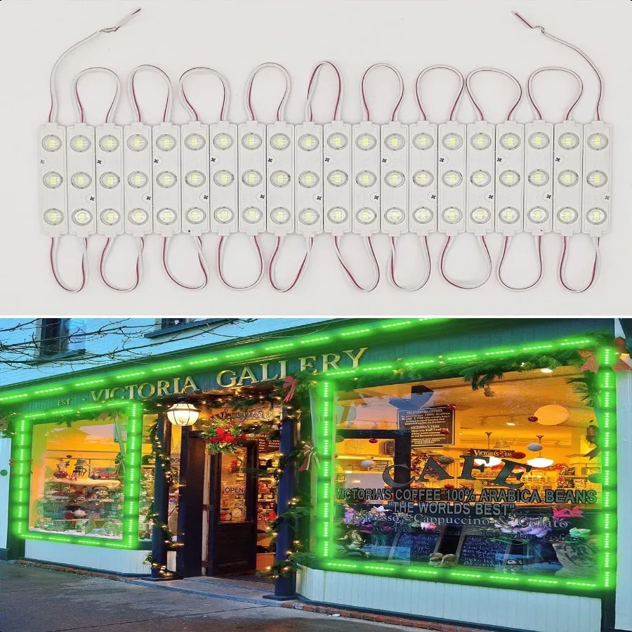 

LED Module Windows Lights Green 100pcs 49.8 Ft 5730 SMD 150LM Per LED Module IP65 Waterproof Decorative Light for Advertising S