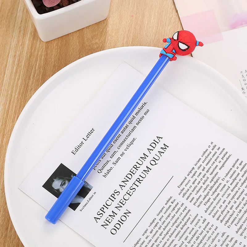 

Spider Man Neutral Pen Iron Man Marvel Cool Movie Figure Silicone Creative Stationery Student Writing Pen Practical Small Prize
