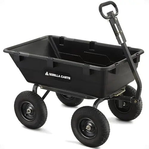 Poly Garden Dump Garden Cart with Easy to Assemble Steel Frame, Camping Wagon with Quick Release System, 1200 Pound