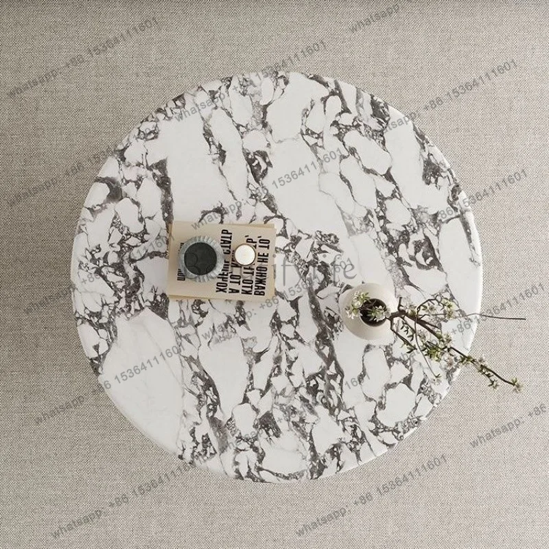 French Cream Organic Round Coffee Table, Natural Marble for Small Space, Heat & Scratch Resistant, Master Design, Customizable