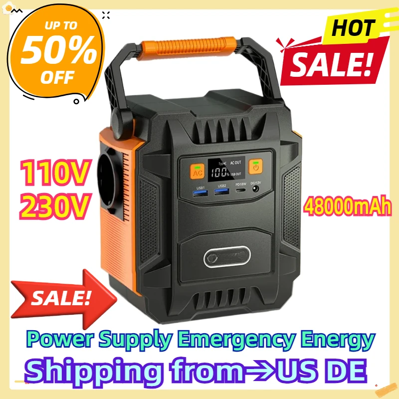 For Outdoor Camping 200W Portable Power Station 172Wh 230V Solar Generator 110V 48000mAh Power Supply Emergency Energy