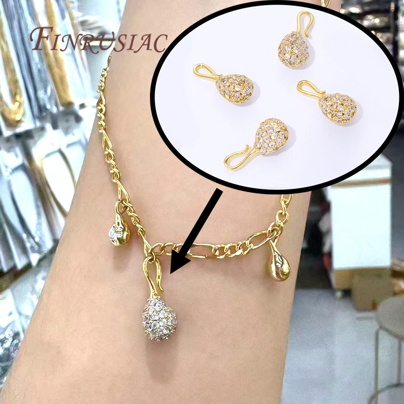 17x8mm 18K Gold Plated with Zircon Charms Pendants For Jewelry Making Supplies,Handmade DIY Bracelets Necklaces Accessories