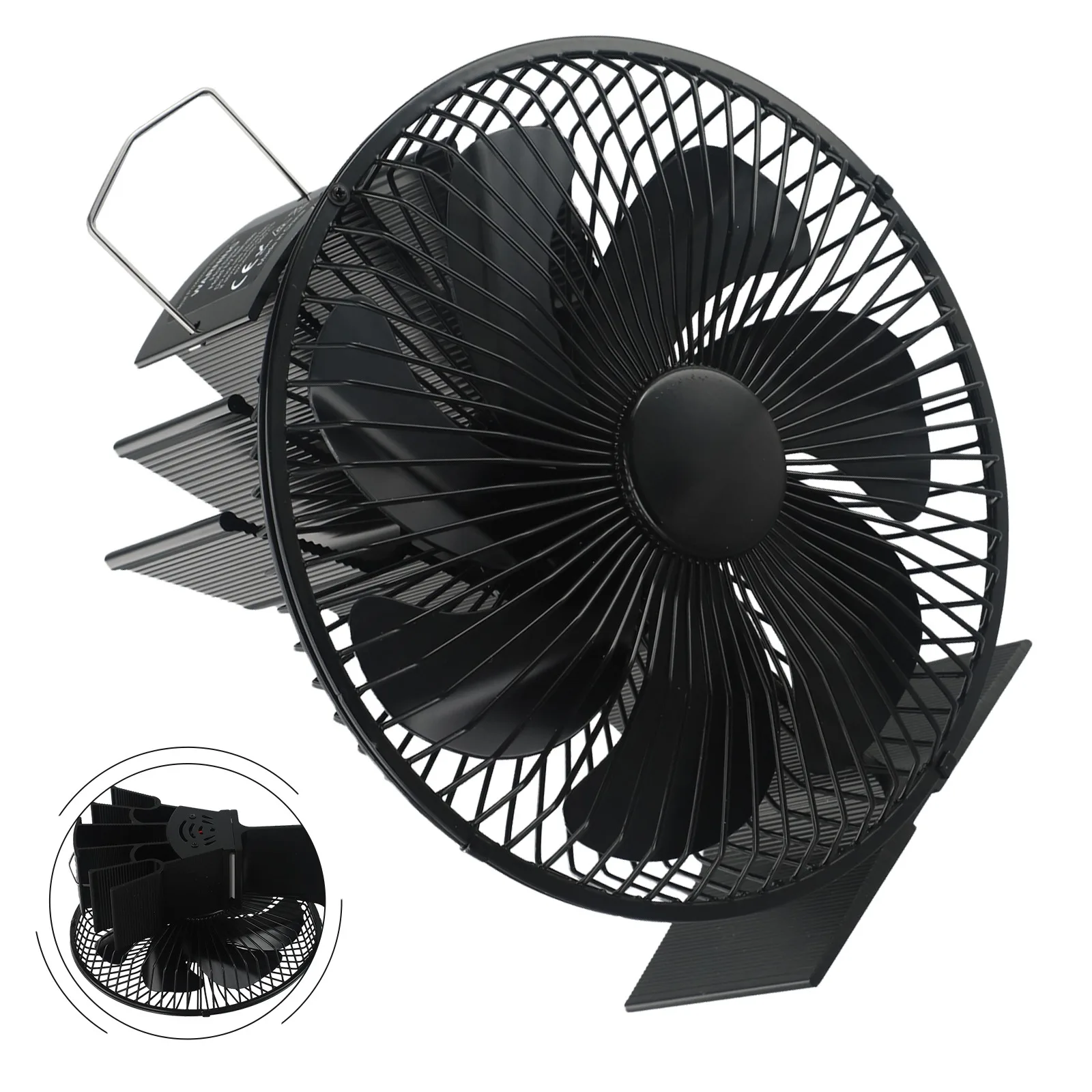 7 Blade Fan Fireplace Fan Efficient Heat Distribution High-Quality Material Protective Cover Rust Resistant Living Room