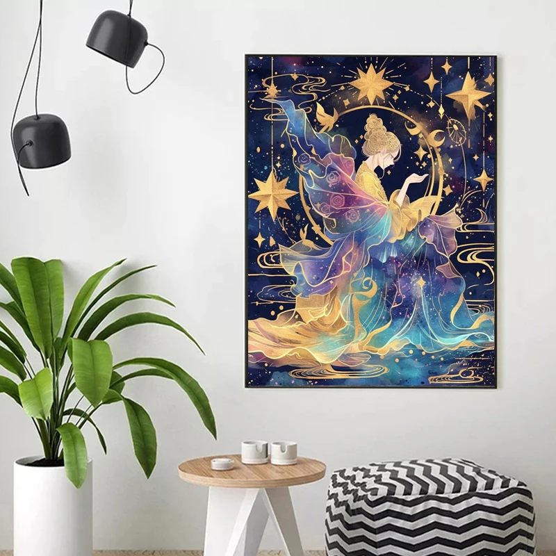 5D DIY Fairy Dust Drill Diamond Painting Cross Stitch Cartoon Girl Kit Full Crystal Mosaic Embroidery Art Home Decor Crafts Gift
