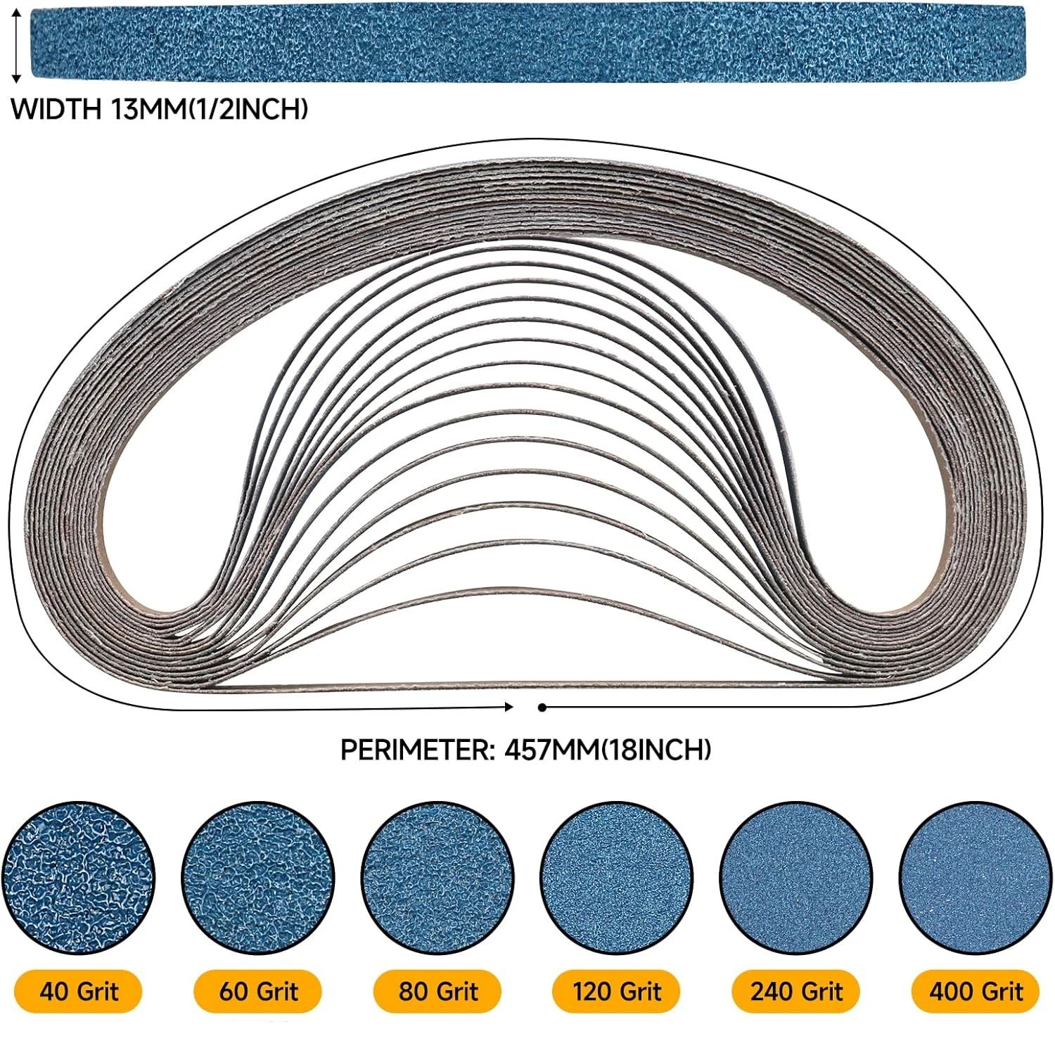 457X13mm zircon belt 40-400 grain durable mini belt, suitable for belt sander, rust paint removal, wood metal grinding and finis