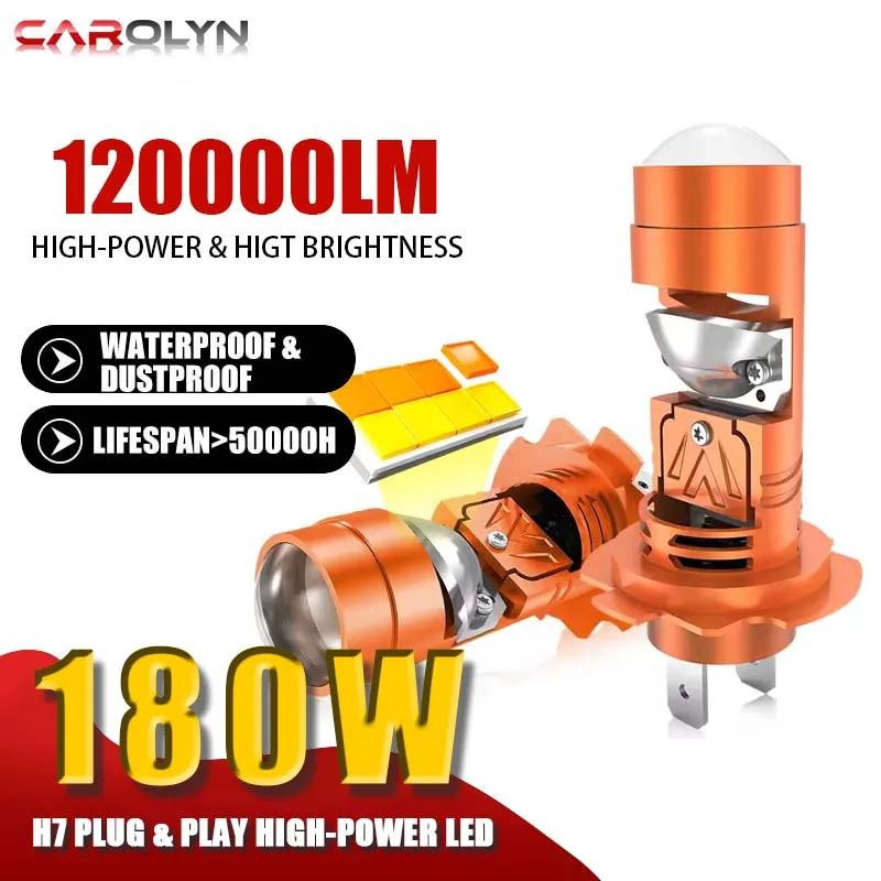 

Corolyn 2pcs H7 Led Projector Lens 1:1 Wireless Led LED Car Headlight Plug&Play Mini Lens Projector Fog Light LHD 3-color