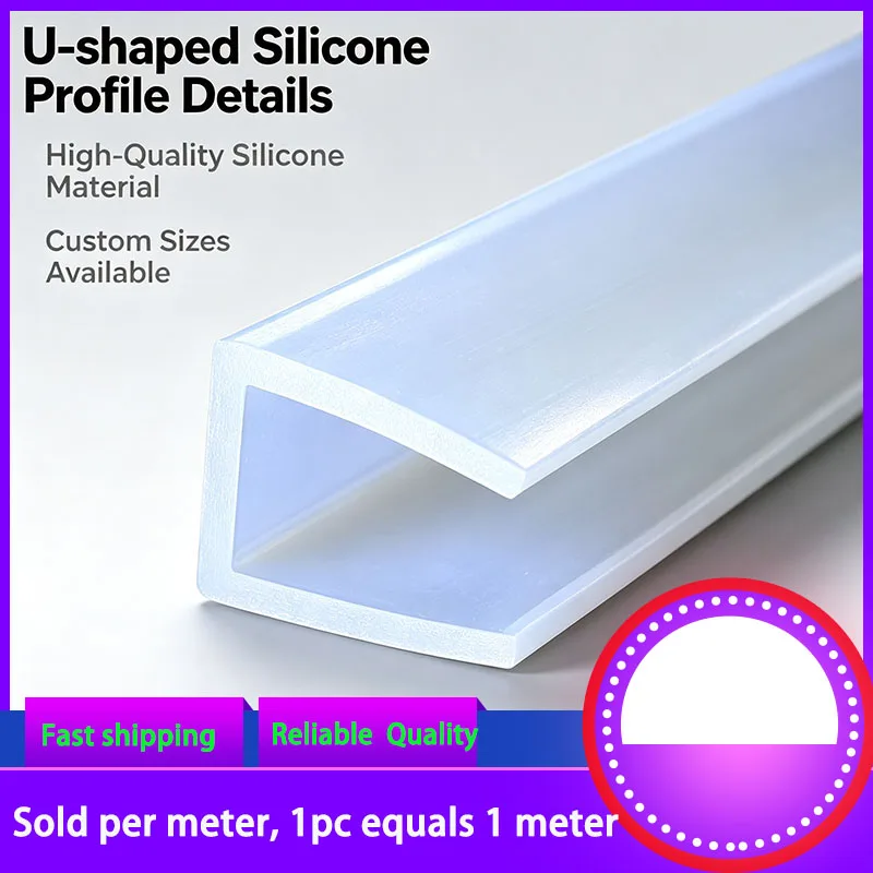 U-Type Silicone Edge Trim for Metal Chassis, Sold Per Meter, 1 Piece = 1 Meter
