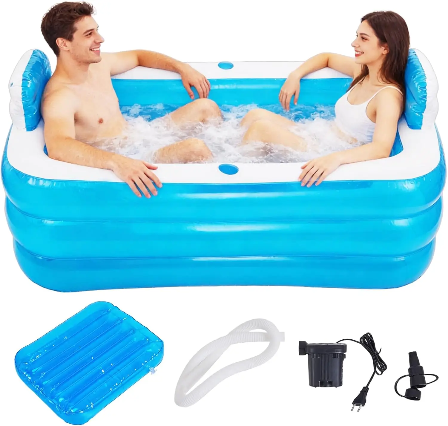 

Inflatable Adult Bath Tub for Two, Portable Foldable Spa with Electric Pump for Indoor Outdoor Use